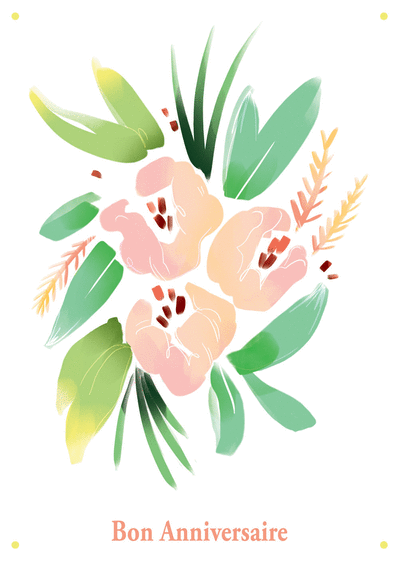 Carte Bon Anniversaire Et Fleurs à Laquarelle