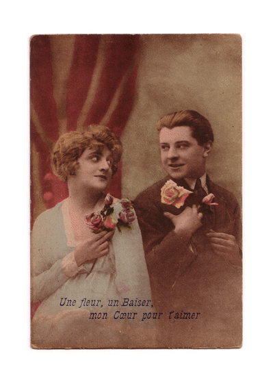 Fete de la saint Valentin pour les amoureux. Carte ancienne