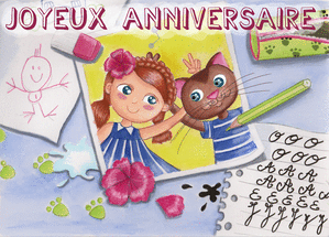 Joyeux anniversaire avec son petit chat