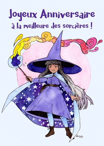Carte Joyeux Anniversaire Petite Sorciere Violette Envoyer Une Vraie Carte Anniversaire Enfant Des 0 99 Merci Facteur