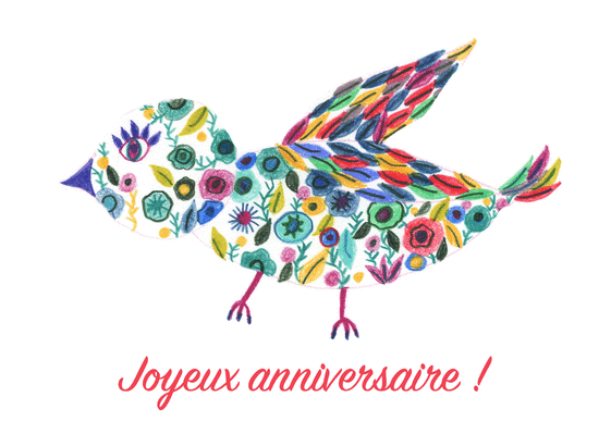 Carte Joyeux Anniversaire Et Petite Oiseau Colore Envoyer Une Vraie Carte Anniversaire Animaux Des 0 99 Merci Facteur
