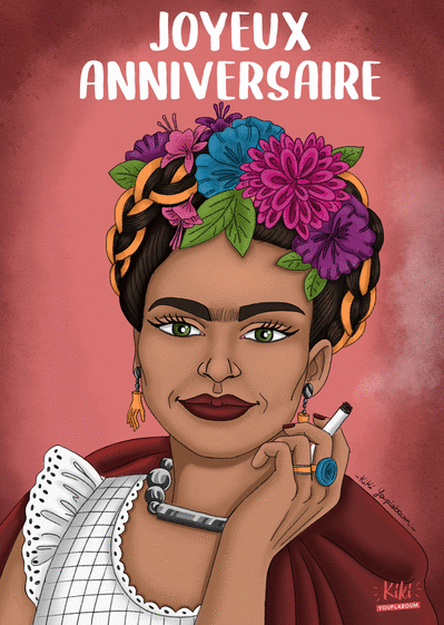 Frida Kahlo Carte d'anniversaire-être plus comme Frida-artiste Floral