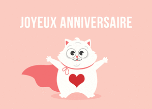 Joyeux anniversaire super cat fond rose