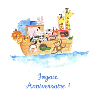 Carte Joyeux Anniversaire Arche De Noe Mignon Envoyer Une Vraie Carte Anniversaire Enfant Des 0 99 Merci Facteur