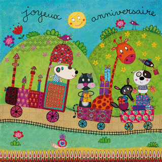 Joyeux anniversaire le train des animaux