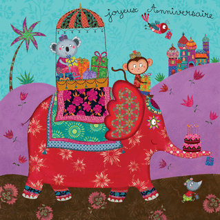 Joyeux anniversaire &agrave; dos d`&eacute;l&eacute;phant