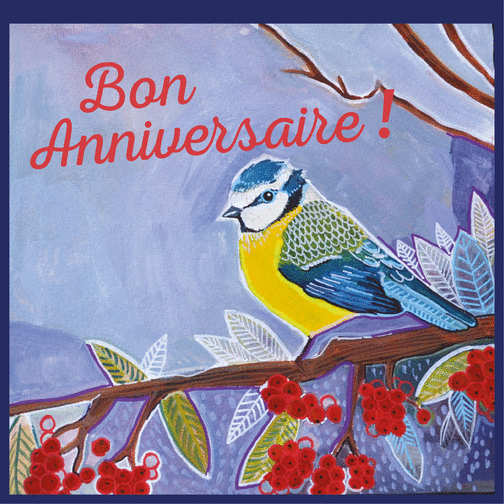 Carte Joyeux Anniversaire Oiseau La Mesange Bleue Envoyer Une Vraie Carte Anniversaire Animaux Des 1 99 Merci Facteur