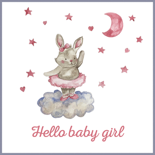 Carte Hello Baby Girl : Envoyer une vraie Carte Félicitations Naissance  Fille dès 0,99€ - Merci Facteur