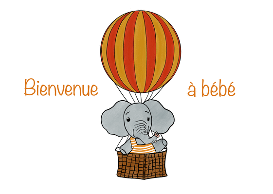 Nouveau bébé fille carte, félicitations nouveau bébé carte, félicitations  de naissance, bébé fille, éléphant nouveau bébé carte, personnalisé -   France