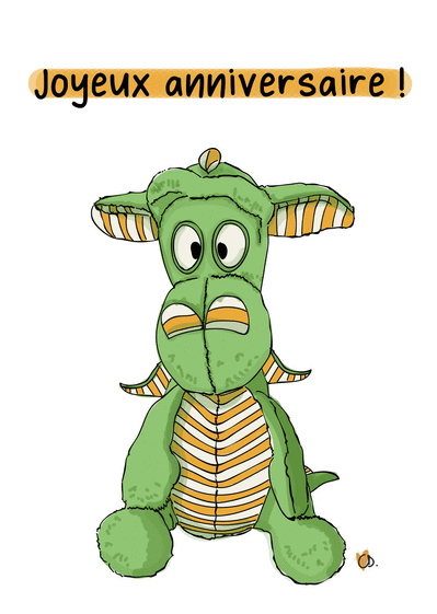 Carte Joyeux Anniversaire Doudou Dragon Envoyer Une Vraie Carte Anniversaire Enfant Des 0 99 Merci Facteur