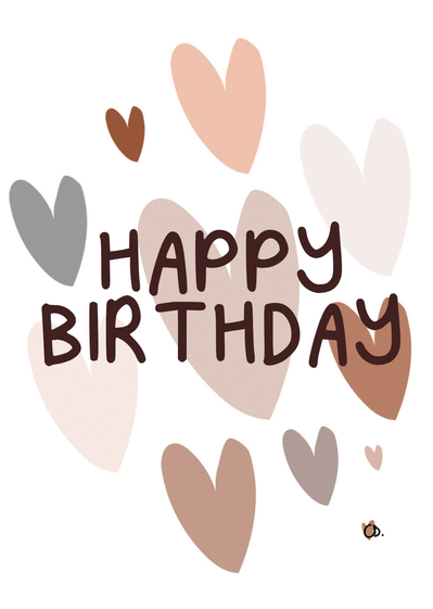 Carte Happy Birthday Avec Des Coeurs Envoyer Une Vraie Carte Joyeux Anniversaire En Plusieurs Langues Des 0 99 Merci Facteur