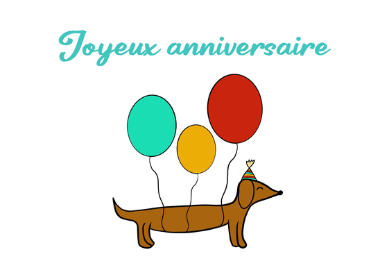 Carte Joyeux Anniversaire Petit Chien Et Ses Ballons Envoyer Une Vraie Carte Anniversaire Animaux Des 0 99 Merci Facteur