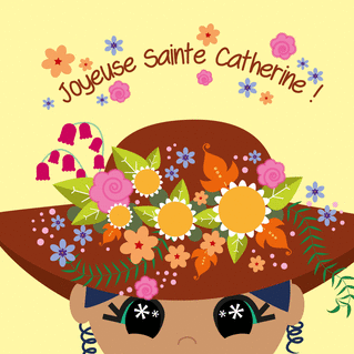 carte Chapeau fleuri en fête pour Sainte Catherine 