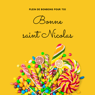carte Bonbons colorés pour une Saint Nicolas joyeuse 