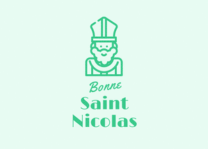 carte Bonne fête avec Saint Nicolas en vert 