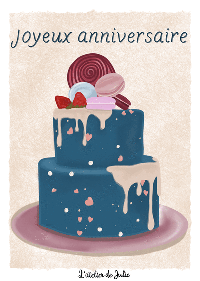 Carte Joyeux Anniversaire Gâteau Gourmand : Envoyer une vraie