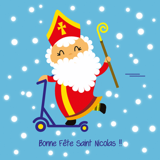 carte Saint Nicolas en trottinette festive 