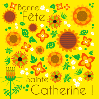 carte Fête florale éclatante pour Sainte Catherine 