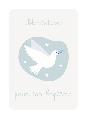 carte Colombe pure pour célébrer un baptême 