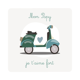 carte Mon Papy, scooter et tendres pensées 