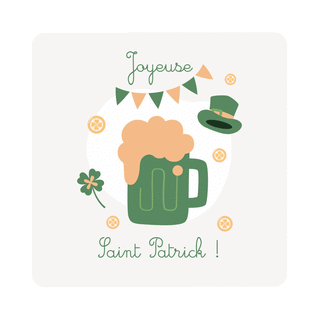 carte Chope pleine de joie pour la Saint Patrick 