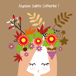 carte Fête florale éclatante pour Sainte Catherine 