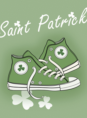 carte Baskets vertes et trèfles pour Saint Patrick 